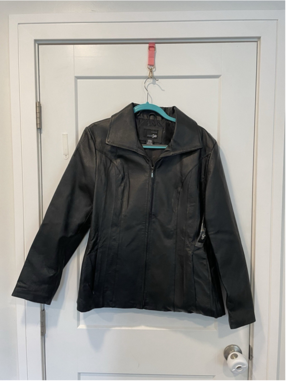 NEW East 5th Women's Jacket Black Genuine Leather Classic Zip Up Size Large